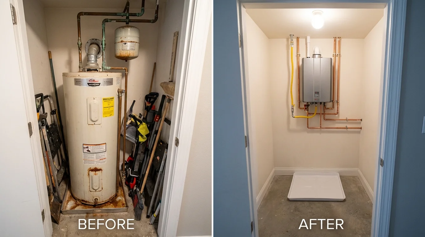 Tank water heater versus wall-mounted tankless unit comparison for Fallbrook, CA homeowners