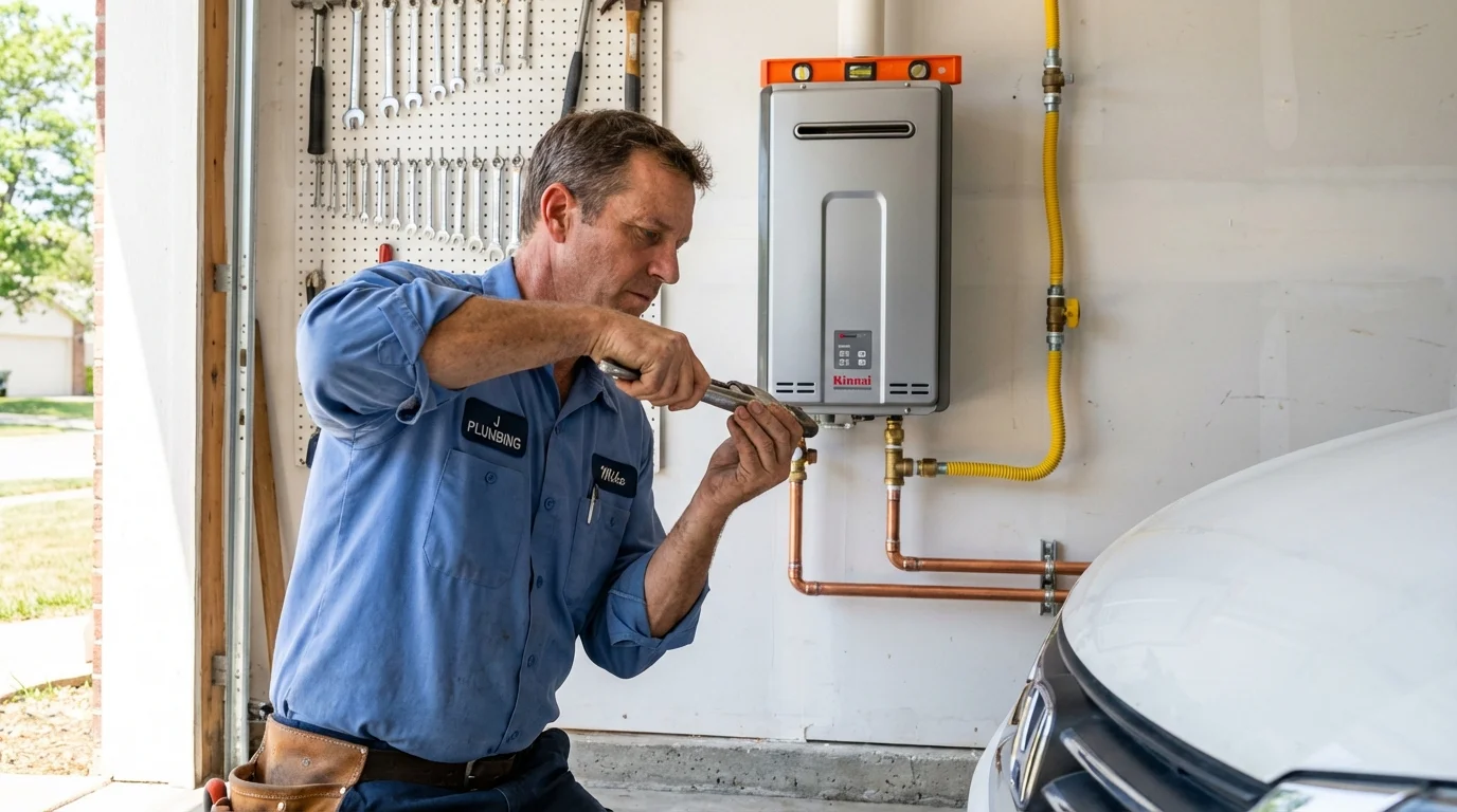 Tankless water heater installation by a Johns Plumbing LLC plumber in Fallbrook