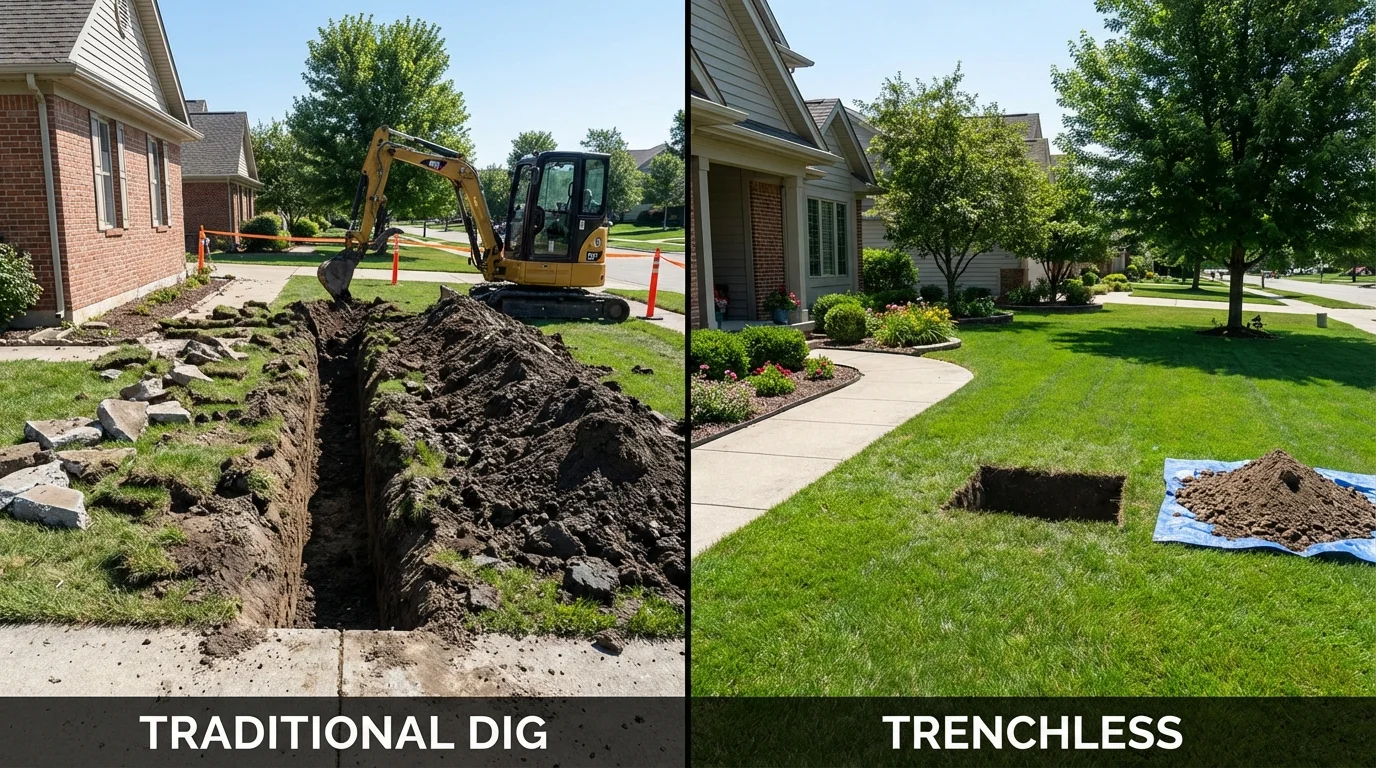 Trenchless sewer repair with minimal yard damage versus traditional excavation in Fallbrook, CA